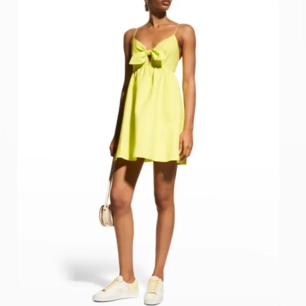 Alice + Olivia Melvina Linen Front-Tie Mini Babydoll Dress